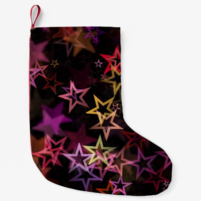 Colourful Stars Dance Whimsically  Small Christmas Stocking (Front)