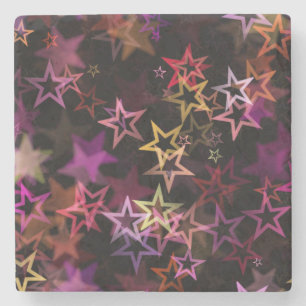 Colourful Stars Dance Whimsically Stone Coaster