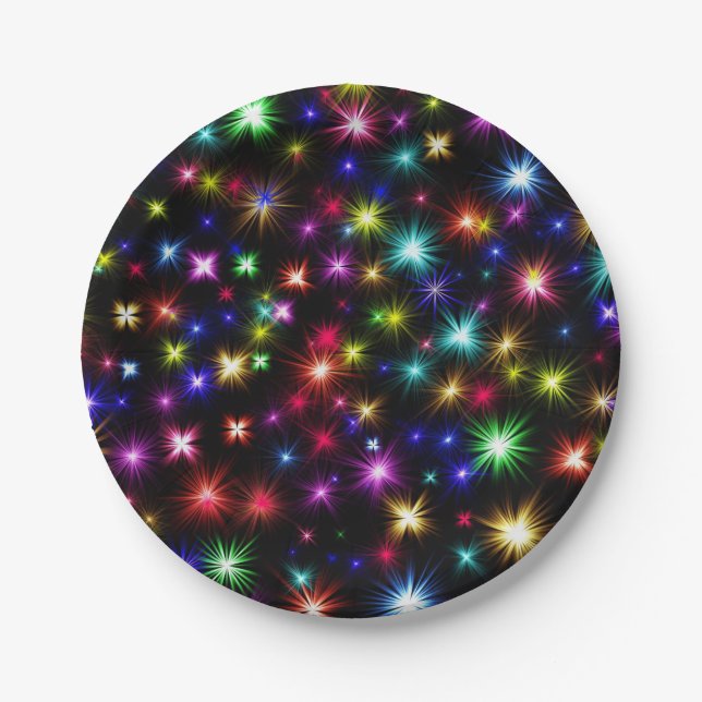 Colourful Stars Fireworks Design-27317 Paper Plate (Front)