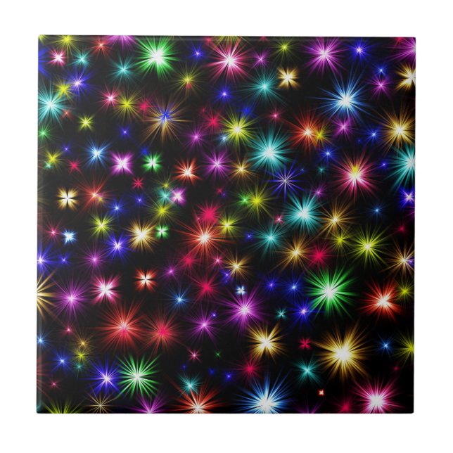 Colourful Stars Fireworks Design-27317 Tile (Front)