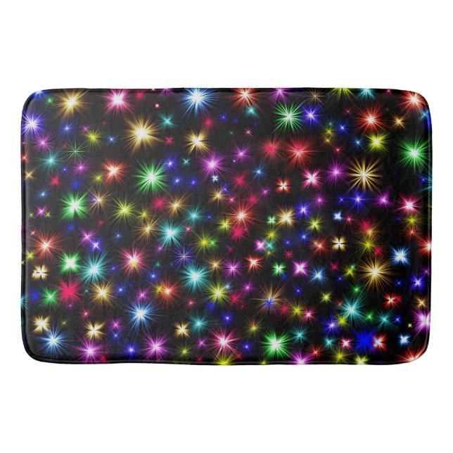 Colourful Stars Fireworks Design Bath Mat (Front)