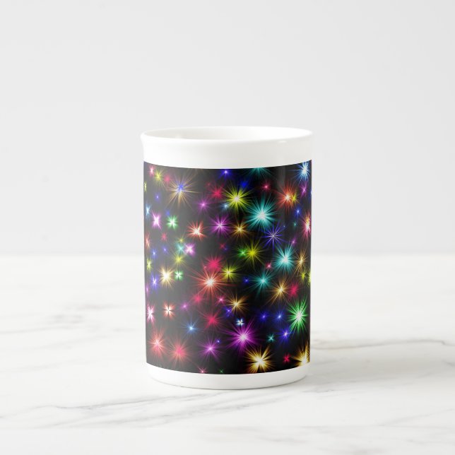 Colourful Stars Fireworks Design Bone China Mug (Front)