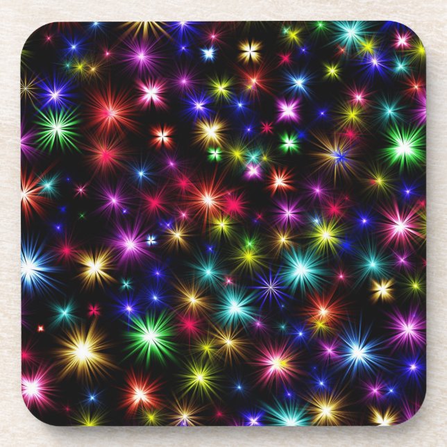 Colourful Stars Fireworks Design Coaster (Front)