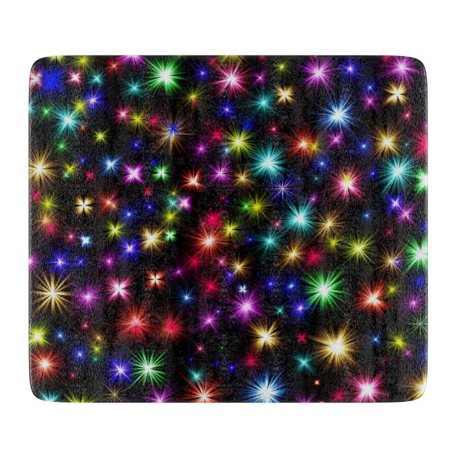 Colourful Stars Fireworks Design Cutting Board (Front)