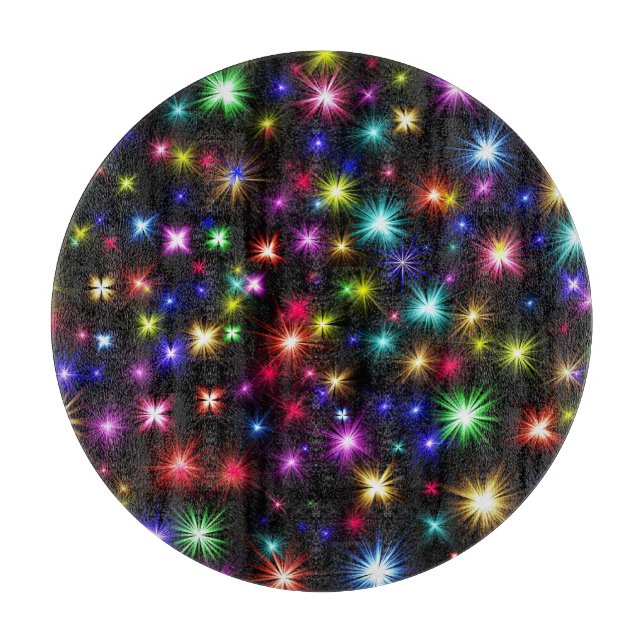 Colourful Stars Fireworks Design Cutting Board (Front)