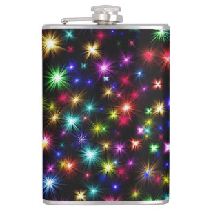Colourful Stars Fireworks Design Hip Flask