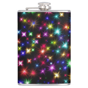Colourful Stars Fireworks Design Hip Flask