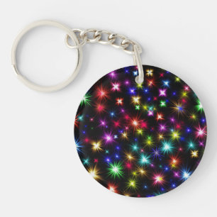 Colourful Stars Fireworks Design Key Ring