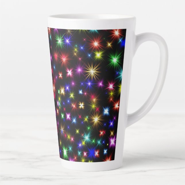 Colourful Stars Fireworks Design Latte Mug (Right)