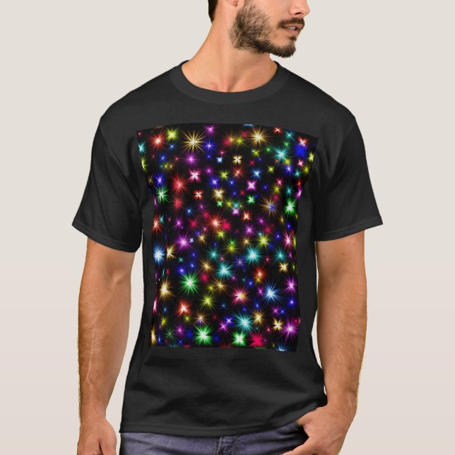 Colourful Stars Fireworks Design T-Shirt (Front)