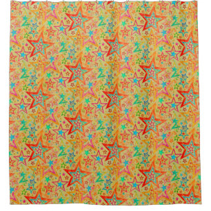 Colourful Stars grunge pattern seamless + your ide Shower Curtain
