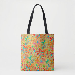 Colourful Stars grunge pattern seamless + your ide Tote Bag
