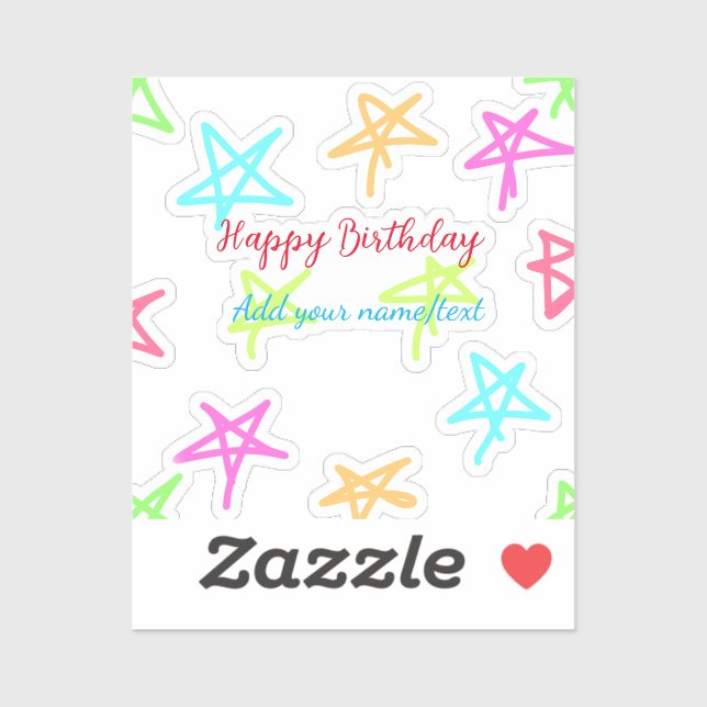 Colourful stars happy birthday add name text simpl (Sheet)