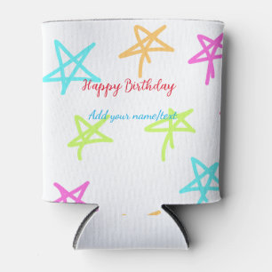 Colourful stars happy birthday add name text simpl can cooler