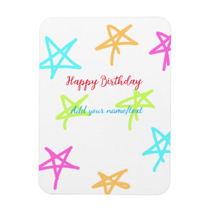 Colourful stars happy birthday add name text simpl magnet