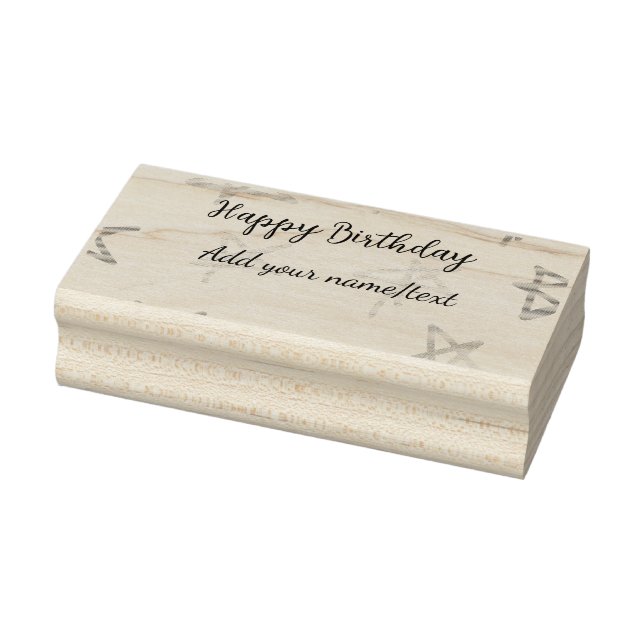 Colourful stars happy birthday add name text simpl rubber stamp (Stamp)