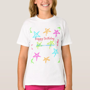 Colourful stars happy birthday add name text simpl T-Shirt