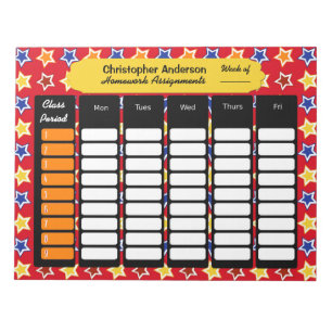 Colourful Stars Homework Assignment Notepad