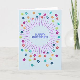 Colourful stars in the sky Happy Birthday Card
