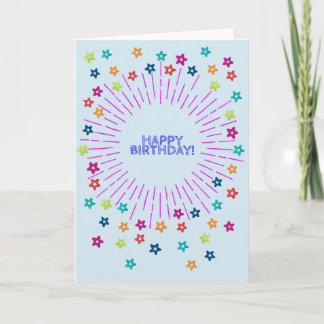 Colourful stars in the sky Happy Birthday Card