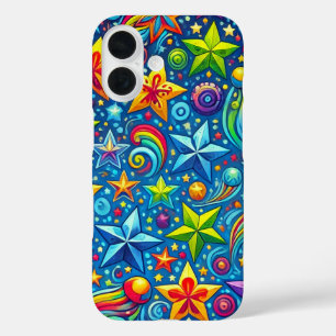 Colourful stars pattern iPhone 16 case