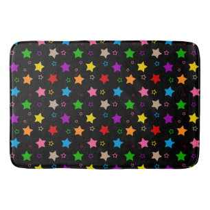 Colourful Stars Pattern Design Black Bath Mat