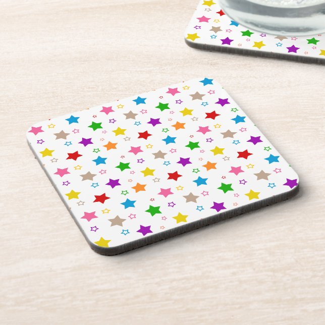 Colourful Stars Pattern Design White  Coaster (Left Side)