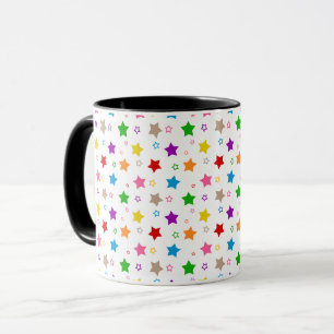 Colourful Stars Pattern Design White Mug