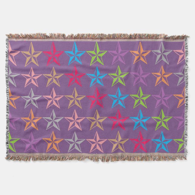Colourful stars pattern throw blanket (Front)
