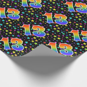 Colourful Stars + Rainbow Pattern "13" Event # Wrapping Paper