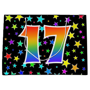 Colourful Stars + Rainbow Pattern "17" Event # Large Gift Bag