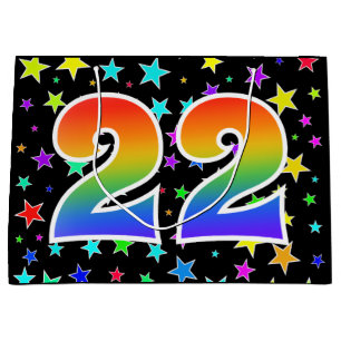 Colourful Stars + Rainbow Pattern "22" Event # Large Gift Bag