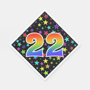 Colourful Stars + Rainbow Pattern "22" Event # Napkin