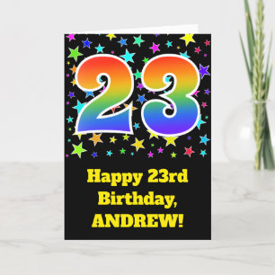 Colourful Stars + Rainbow Pattern "23" Birthday # Card
