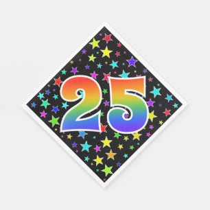 Colourful Stars + Rainbow Pattern "25" Event # Napkin