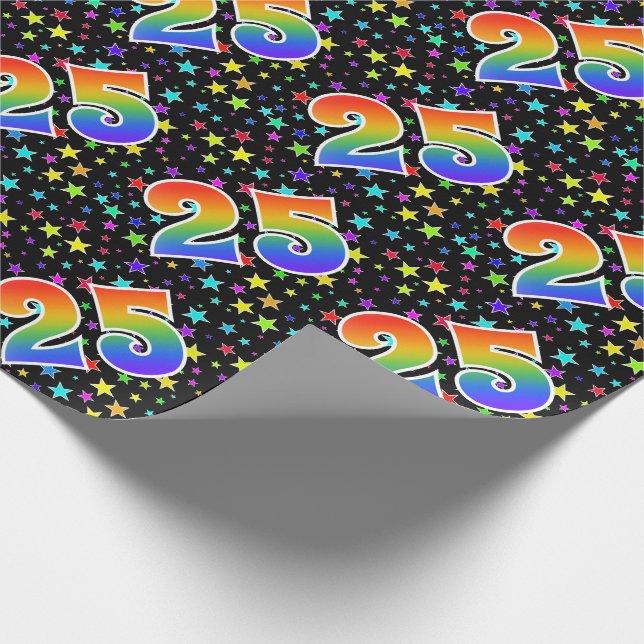 Colourful Stars + Rainbow Pattern "25" Event # Wrapping Paper (Corner)