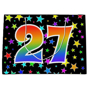Colourful Stars + Rainbow Pattern "27" Event # Large Gift Bag