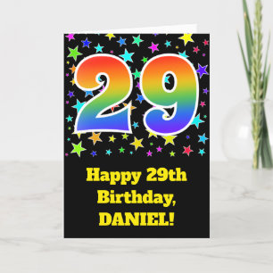 Colourful Stars + Rainbow Pattern "29" Birthday # Card