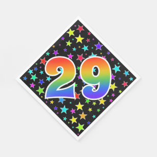 Colourful Stars + Rainbow Pattern "29" Event # Napkin