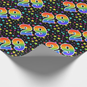 Colourful Stars + Rainbow Pattern "29" Event # Wrapping Paper