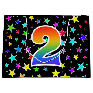 Colourful Stars + Rainbow Pattern "2" Event # Large Gift Bag
