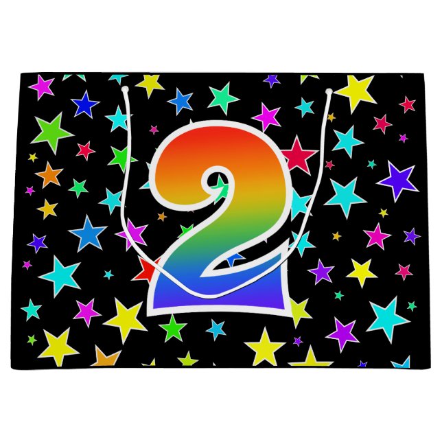 Colourful Stars + Rainbow Pattern "2" Event # Large Gift Bag (Front)