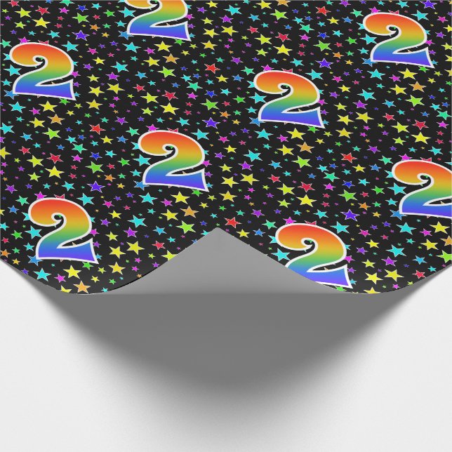 Colourful Stars + Rainbow Pattern "2" Event # Wrapping Paper (Corner)