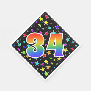 Colourful Stars + Rainbow Pattern "34" Event # Napkin