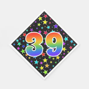 Colourful Stars + Rainbow Pattern "39" Event # Napkin