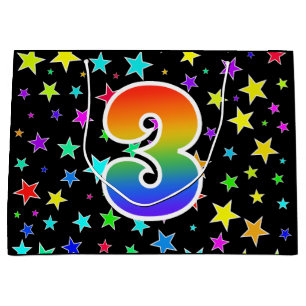 Colourful Stars + Rainbow Pattern "3" Event # Large Gift Bag