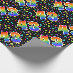 Colourful Stars + Rainbow Pattern "43" Event # Wrapping Paper