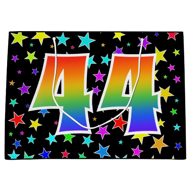 Colourful Stars + Rainbow Pattern "44" Event # Large Gift Bag (Front)
