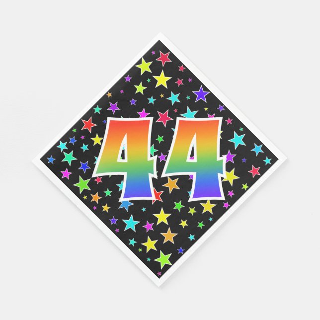 Colourful Stars + Rainbow Pattern "44" Event # Napkin (Corner)