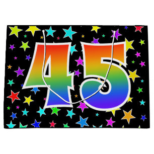 Colourful Stars + Rainbow Pattern "45" Event # Large Gift Bag